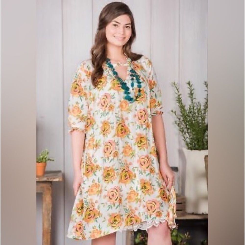 Matilda Jane Rose Floral Sunday Best Swing Dress Size Small